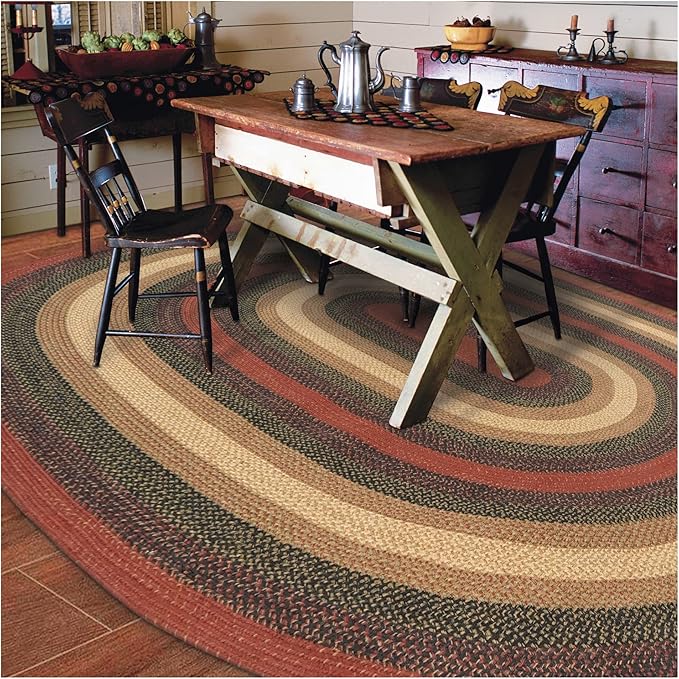 Homespice Highland Multi Color Oval Braided Rug, 8x10' by Homespice