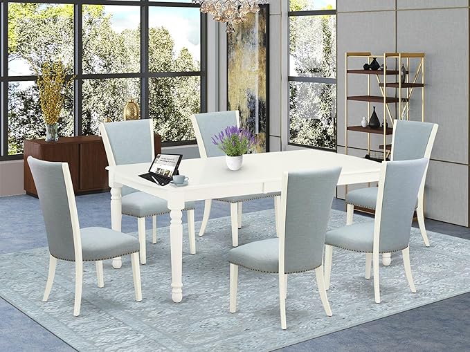 East West Furniture DOVE7-LWH-15 7 Piece Dinette Set Consist of a Rectangle - Image 2