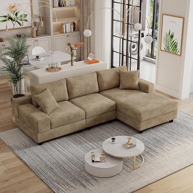 Eafurn Convertible L Shaped Modular Sectional Sofa Couch, 5 Seater Corduroy by Unknown