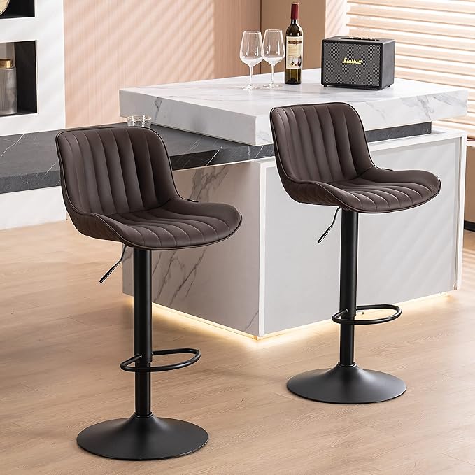 YOUNUOKE Counter Height Bar Stools Set of 2, Adjustable Swivel Stool Chairs - Image 6
