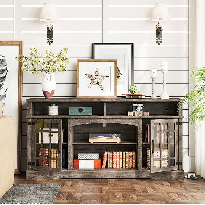 IRONCK Farmhouse TV Stand for 65 Inch TV, 32“Tall Entertainment Center - Image 3