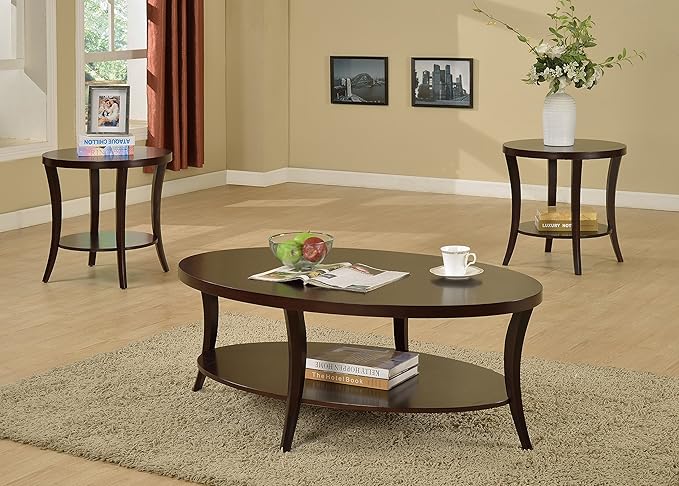 Roundhill Furniture Perth Contemporary Round End Table - Image 5