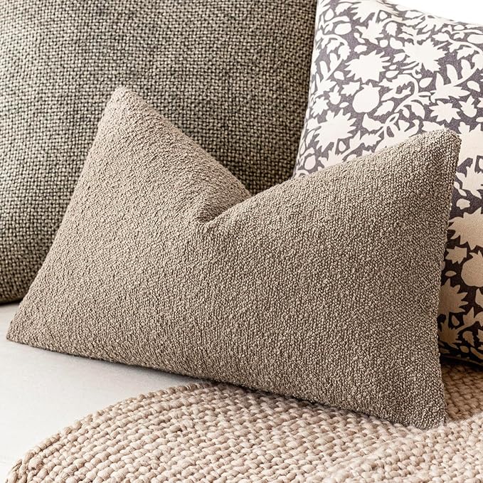 Foindtower Pack of 2 Textured Boucle Throw Pillow Covers Accent Solid - Image 5