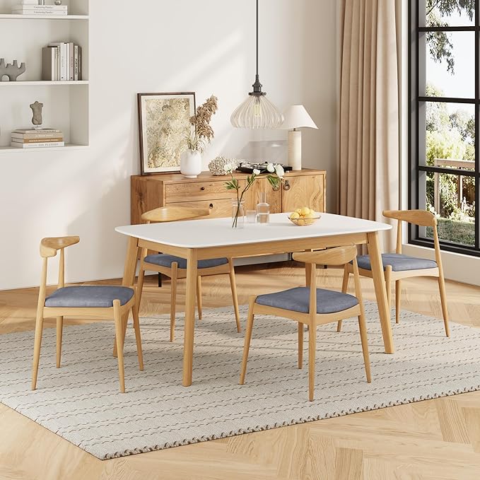 5-Piece Dining Set, Mid-Century Modern Solid Wood Table & Chair Set - Image 3