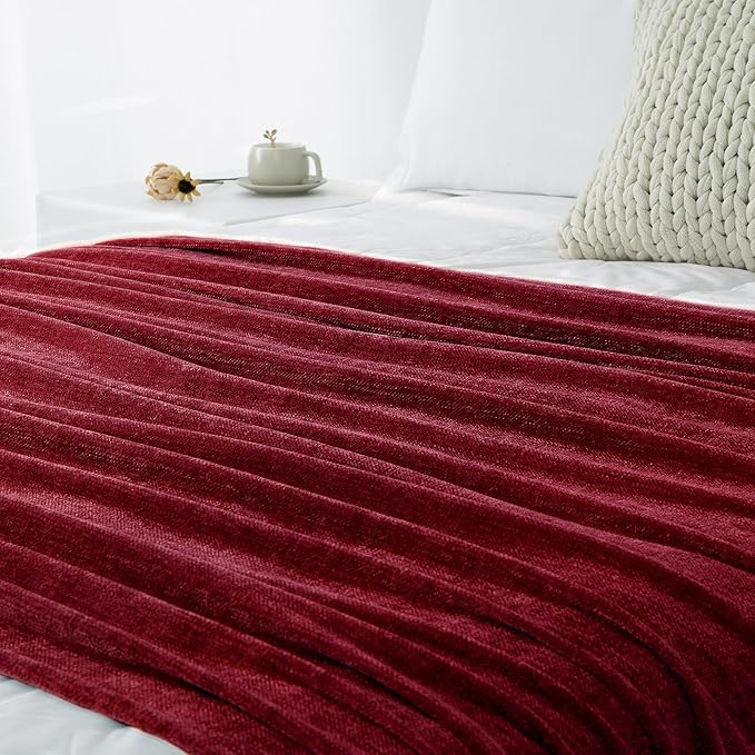 Chenille Throw Blanket for Couch 60"X 80" Twin, Soft Cozy Throws - Image 9
