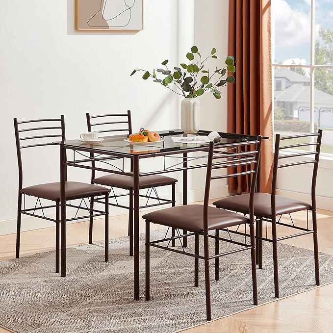VECELO Kitchen Dining Room Table and Chairs 5-Piece Dinette Sets, Space Saving - Image 3