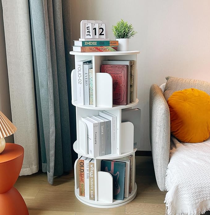 Heehee Wooden Rotating Bookshelf 360 Display Floor Standing Bookcase Storage by Heehee