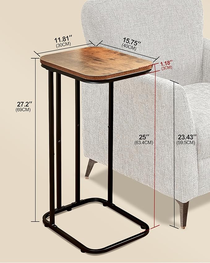 C Shaped End Table Set of 2, Small Side Table - Image 3