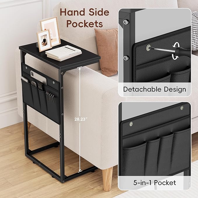 Vagusicc C Shaped End Table Set of 2, Tall Side Table - Image 7