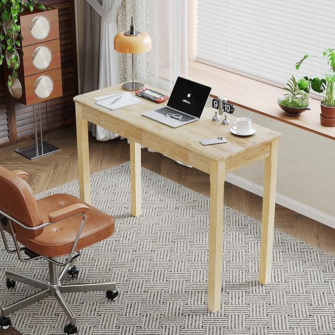 Solid Wood Desk with Drawers - Image 4
