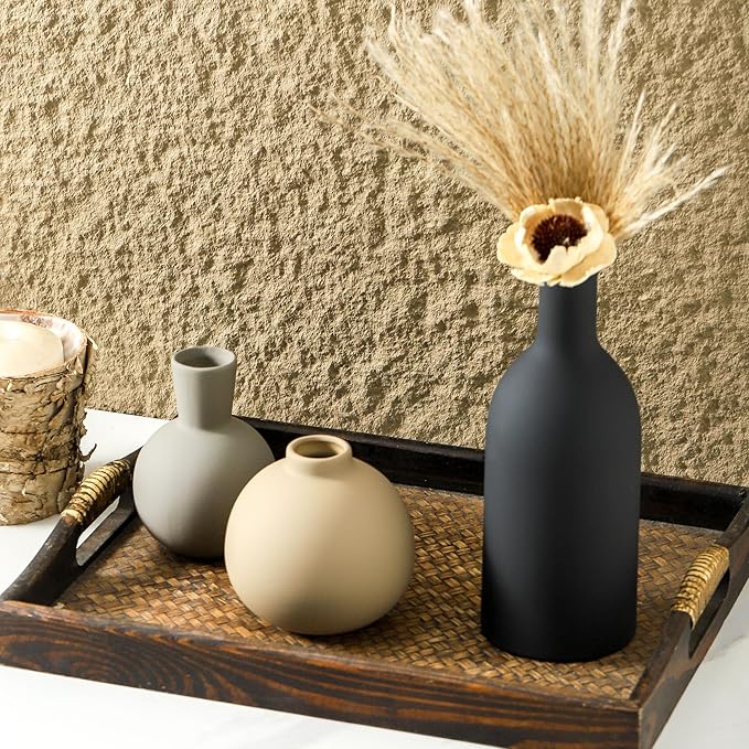Ceramic Vase Set of 3, Flower Decorative Vases Home Decor Boho Neutral Modern - Image 7