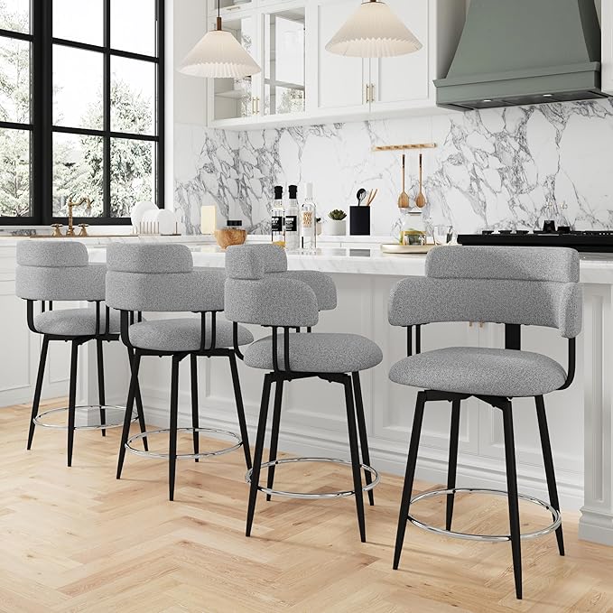 Swivel Bar Stools Set of 2, Counter Height Bar Stools - Image 3