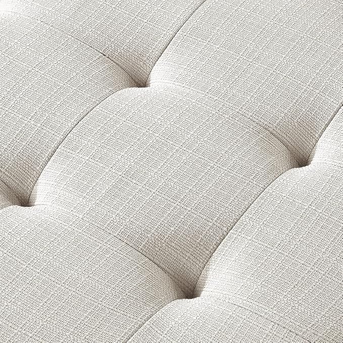24KF Large Rectangular Upholstered Tufted Linen Ottoman Bench, Padded Bench - Image 8