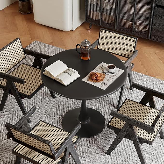 Black Small Tulip Table, 24 Inch Round Dining Table - Image 4