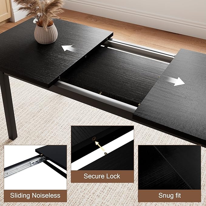 5-Piece Dining Table Set for 4-6, Metal Frame & MDF Board, Farmhouse - Image 4