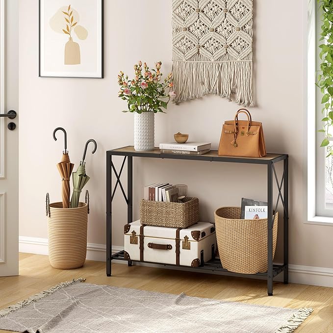 Tajsoon Console Table 41.8”, 2-Tier Industrial entryway Table, Narrow Sofa Table - Image 7