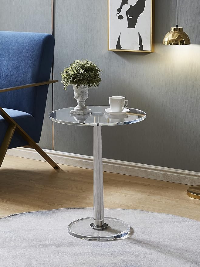 Clear Acrylic Table with Cone Metal Pole … - Image 3