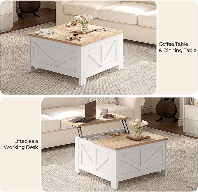 Yaheetech Farmhouse Lift Top Coffee Table - Image 4