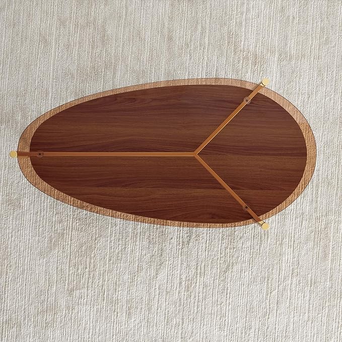 Oval Glass Coffee Table, Mid-Century Modern Design, L43 x W21 x H17 inch - Image 7