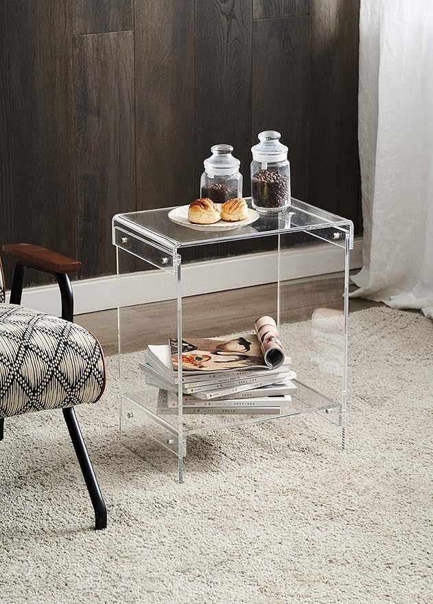 Clear Acrylic End Table，2-Tier，Nightstand - Image 4