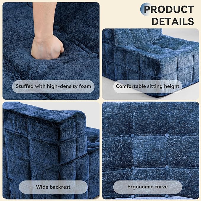 Bean Bag Chair, Soft Chenille Pre-Filled Lazy Chair Floor Sofa Bean Bag Chair - Image 4