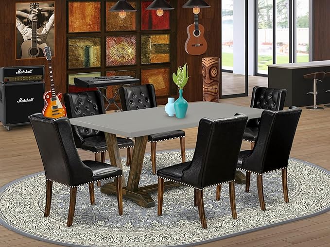 East West Furniture V797FO749-7 7 Piece Dining Room Table Set Consist of a - Image 2