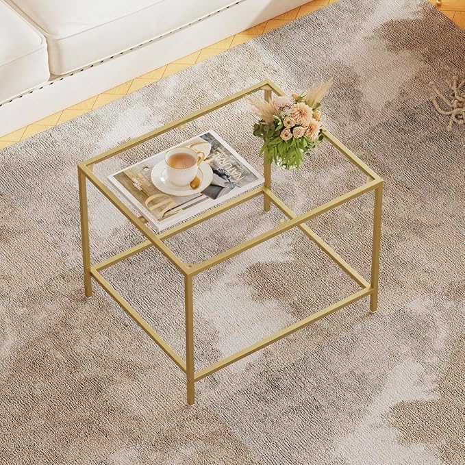 Glass Coffee Table, Modern Rectangular Coffee Table by Homleke