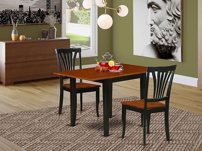 East West Furniture NDAV3-BCH-W 3 Piece Dining Set Contains a Rectangle Dining - Image 2