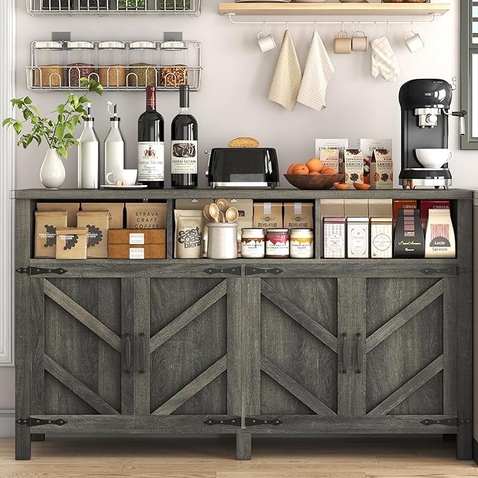 Buffet Sideboard with Storage Farmhouse with 4 Doors, Dining Room - Image 7