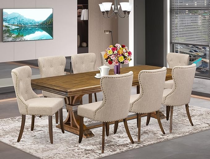 NESI9-AWA-04-9-Piece Dining Table Set Consists of a Modern Kitchen Table and 8 by LuxebyEastWestFurniture