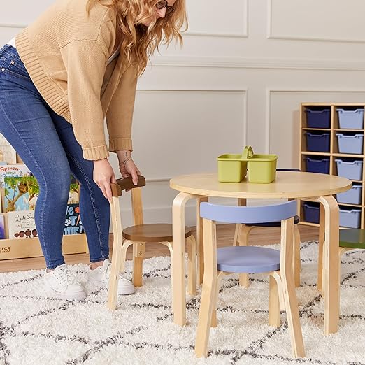 ECR4Kids Bentwood Round Table and Curved Back Chair Set, Kids Furniture - Image 8
