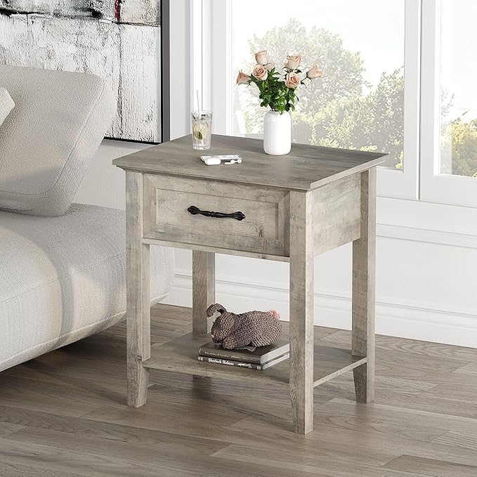 IDEALHOUSE Grey Nightstands Set of 2, End Table - Image 7