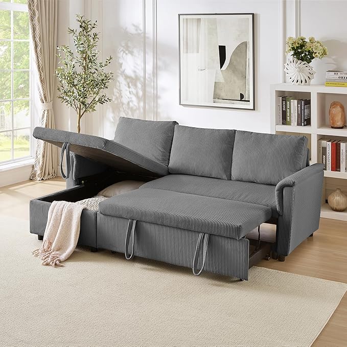 Ball & Cast Reversible Sectional Sofa Couch, L-Shape Sleeper Sofa Bed by BallCast