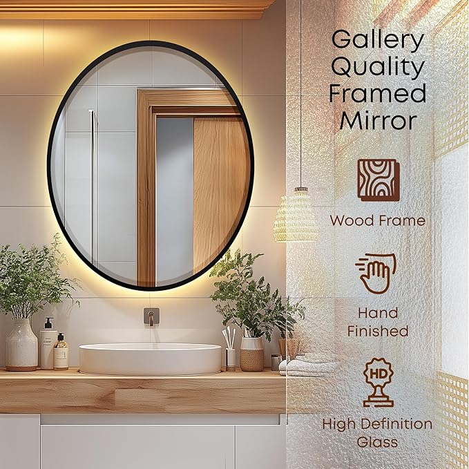 OVALCREST - Oval Wooden Beveled Wall Mirror - Image 2