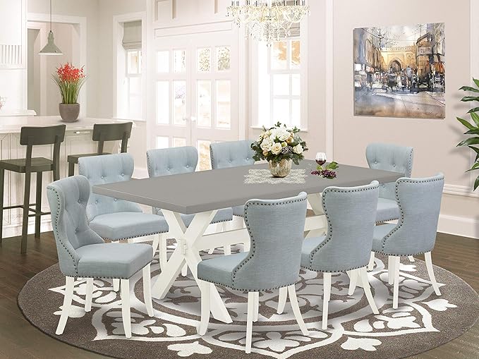 East West Furniture X097SI215-9 9 Piece Kitchen Table & Chairs Set Includes a by EastWestFurniture