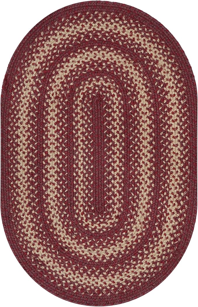 Autumn Maple Burgundy and Tan Oval Braided Rug, 2x3' - Image 8