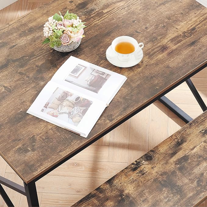 VECELO Kitchen Table with 2 Benches - Image 5