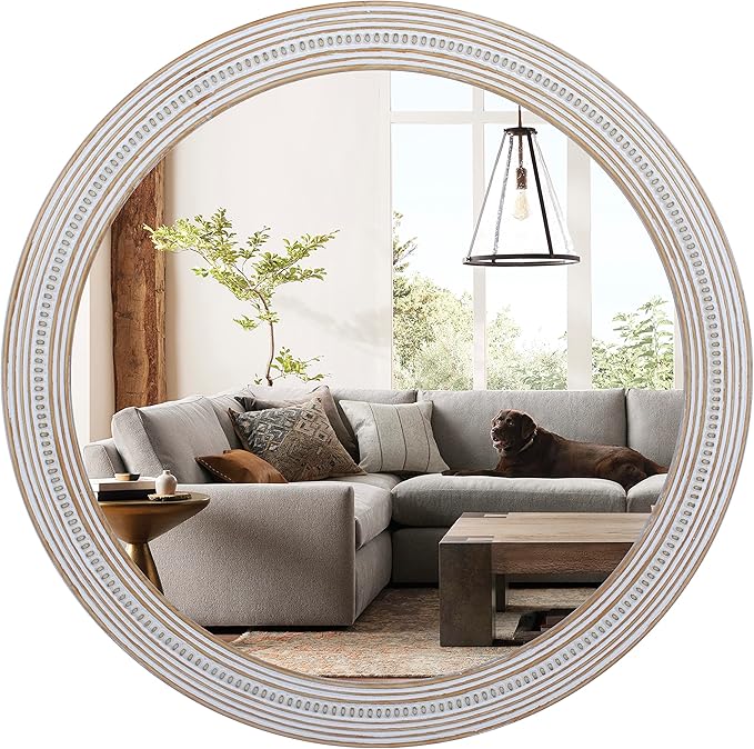 32 Inches Farmhouse Round Wood Mirrors by ReflintoWallDecor