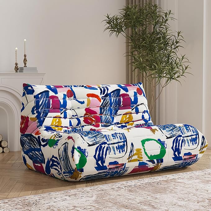 Bean Bag Chair, Loveseat Fireside Chair Bean Bag Sofa Large Bean Bag Chair by Unknown