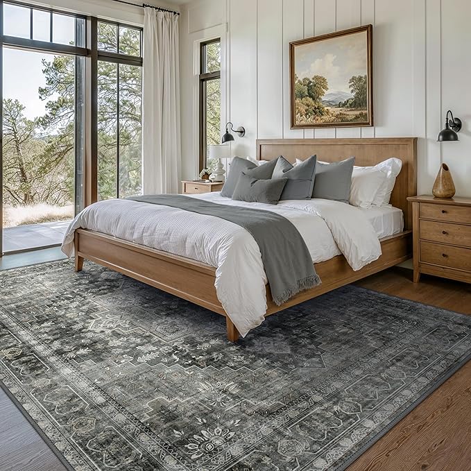 GENIMO 7'6''x9'6'' Area Rugs for Living Room, Machine Washable Non Slip Vintage - Image 3