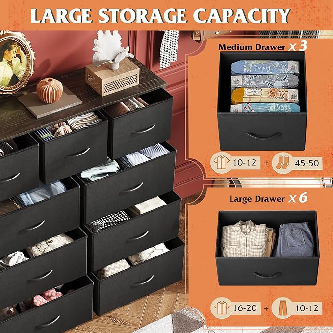 WLIVE 9-Drawer Dresser, Fabric Storage Tower - Image 4