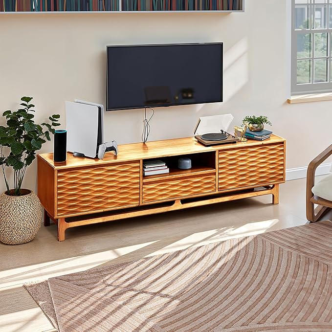 Acacia Elara Wood TV Stand for TVs up to 75+ Inch Entertainment Center - Image 2