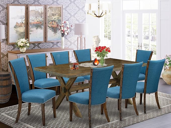 East West Furniture X777VE721-9 9 Piece Dining Set Includes a Rectangle Dining - Image 2