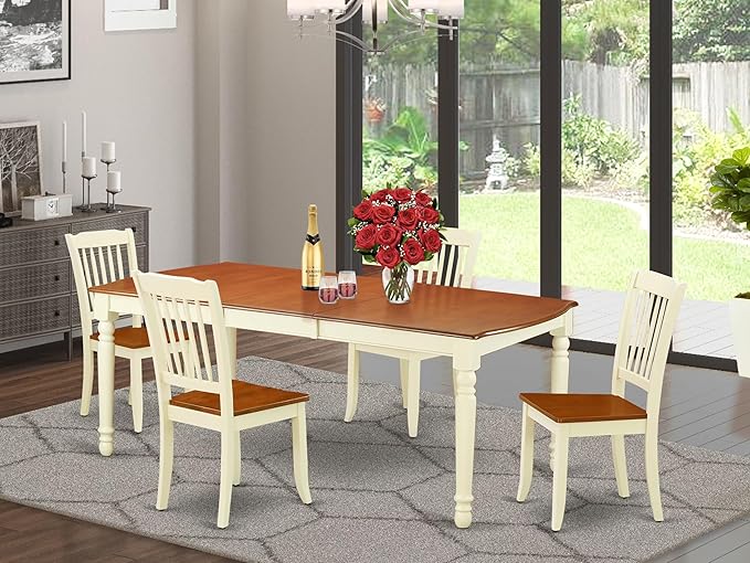 East West Furniture DODA5-BMK-W 5 Piece Dining Set Includes a Rectangle Dining - Image 2