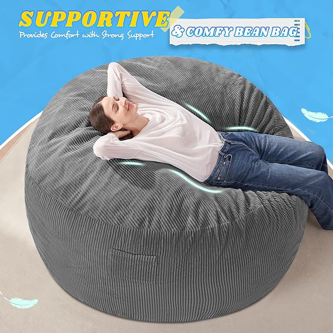 HABUTWAY 4FT Bean Bag Chair, Giant Bean Bag Chairs - Image 5