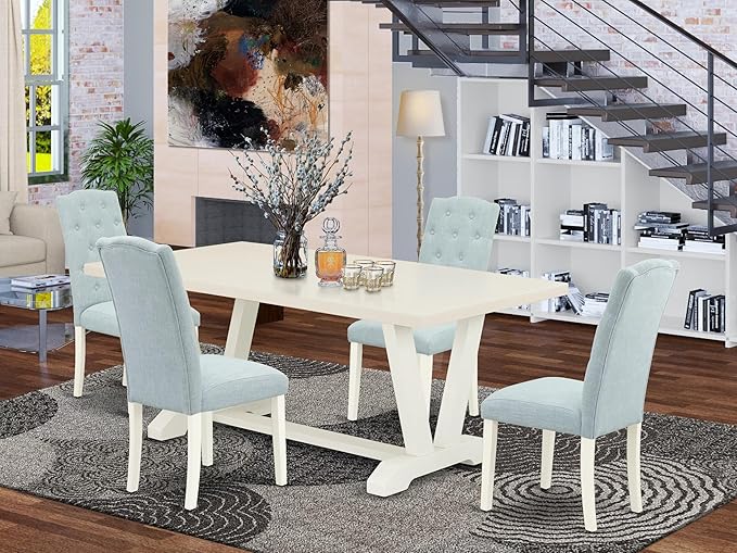 East West Furniture V027CE215-5 5 Piece Dining Room Furniture Set Includes a - Image 2