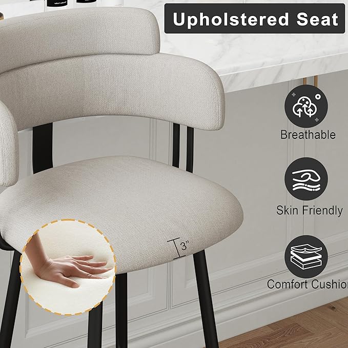 Swivel Bar Stools Set of 2, Counter Height Bar Stools - Image 4