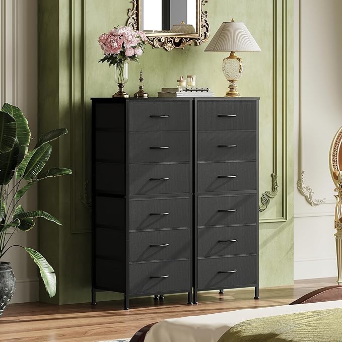 WLIVE Black Tall Dresser for Bedroom, 6 Drawer Dressers & Chests of Drawers - Image 2