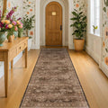 Brown Boho Washable 2x6 Runner Rugs by HazoHaus