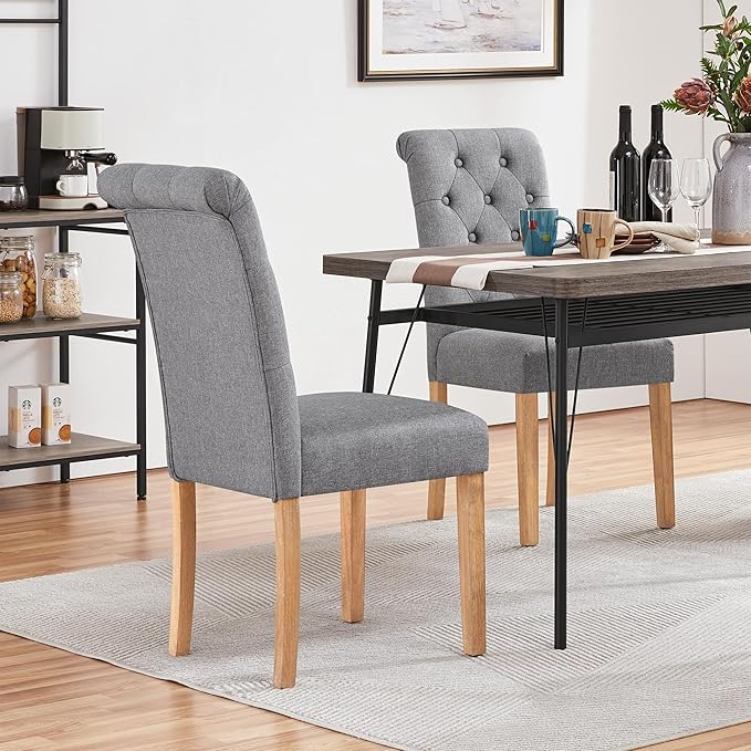 Yaheetech Dining Chairs Set of 2 Fabric Upholstered Dining Room Chairs - Image 4